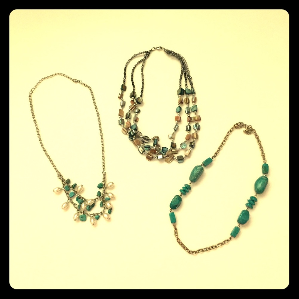 **3/$10** with BUNDLE LOT of THREE teal necklaces